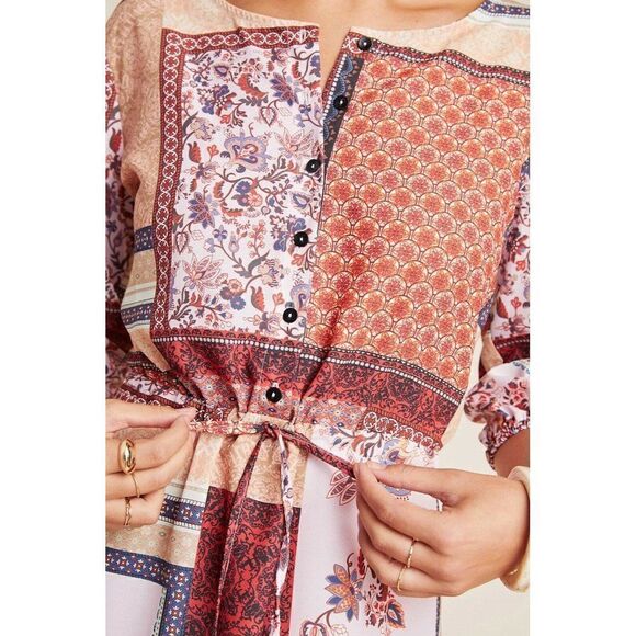 NWT ANTHROPOLOGIE X ALDOMARTINS Sz M SERENITY PATCHWORK SHIRT DRESS - Picture 3 of 3